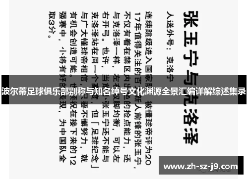 波尔蒂足球俱乐部别称与知名绰号文化渊源全景汇编详解综述集录